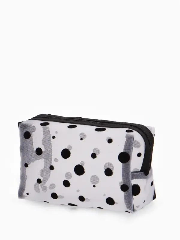 Косметичка дор Горох, сетка 18*7,5*10, отд на молнии, белый Косметичка дор Горох, сетка 18*7,5*10, отд на молнии, белый