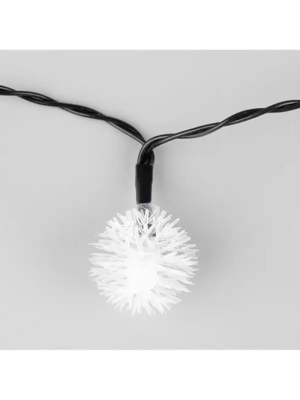 Гирлянда &laquo;Нить&raquo;, 4.5 м, уличная, с насадками &laquo;Ёжики&raquo;, IP44, 30 LED, 2 режима, солнечная батарея, тёмная нить, свечение жёлтое/аквамарин