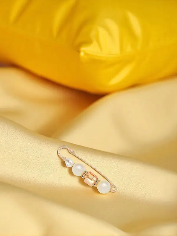 Булавка &laquo;Кубик&raquo;, 6.5 см, бело-коричневая в золоте