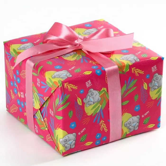 Бумага упаковочная глянцевая «Цветы», розовая, 70х100 см