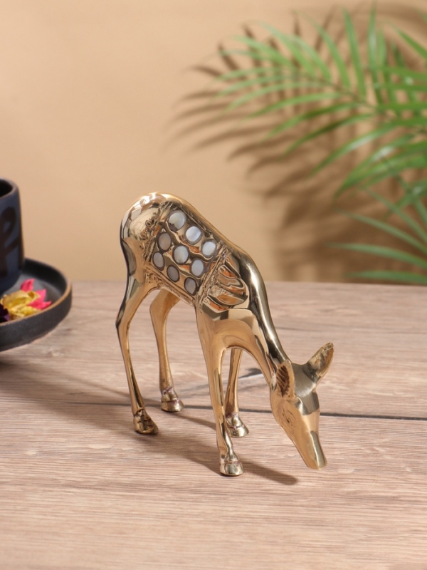 Сувенир «Косуля», латунь с перламутром, 13×4.5×15 см