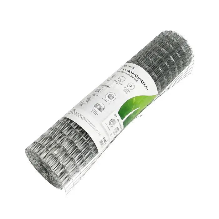 Сетка оцинкованная, сварная, 10&times;0.5 м, ячейка 12.5&times;25 мм, d=0.7 мм, Greengo