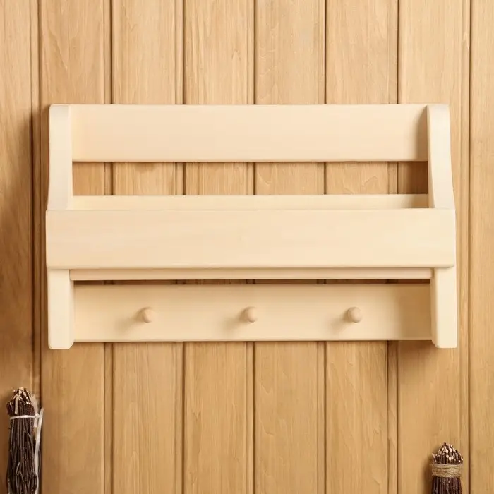 Полка - вешалка для бани и сауны &laquo;Универсальная&raquo;, 49&times;27&times;11.5 см, деревянная, 3 крючка, &laquo;Добропаровъ&raquo;