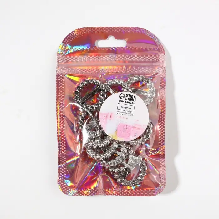 Пряжки кабошоны со стразами &laquo;Круг&raquo; для бантиков, d=18 мм, 10 шт., цвет серебряный