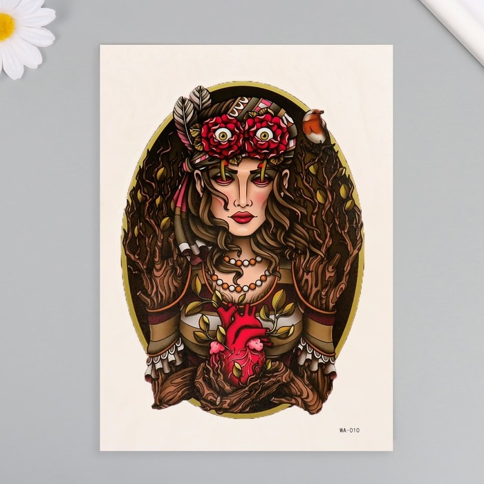 Татуировка на тело цветная Татуировка на тело цветная "Сердце леса" 26,1х14,6 см