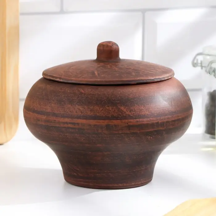 Горшок для жаркого &laquo;Классика&raquo;, 600 мл, 13&times;14 см, красная глина