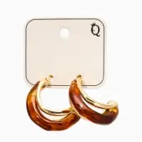 Серьги акрил "Стиль" полукольцо, цвет светло-кричневый в золоте