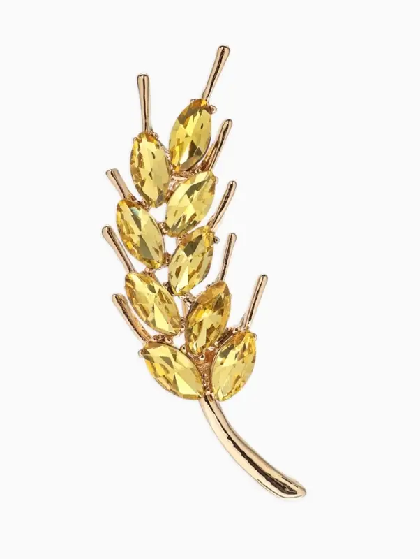 Брошь маленькая &laquo;Колосок&raquo;, жёлтая в золоте