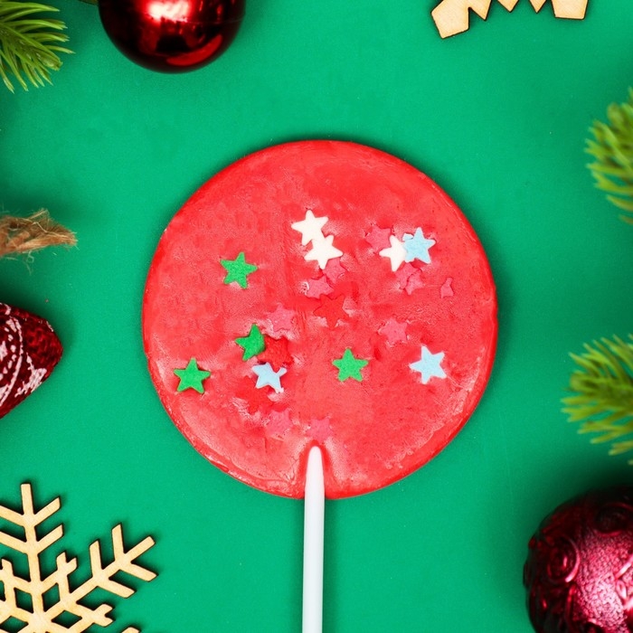 Новый год. Карамель леденцовая на палочке, с декором, Новый год. Карамель леденцовая на палочке, с декором, "Конфетти", МИКС, 40 г