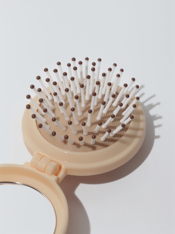 Расчёска массажная «Капибара», складная, с зеркалом, d=6.5 см, бежевая Расчёска массажная «Капибара», складная, с зеркалом, d=6.5 см, бежевая