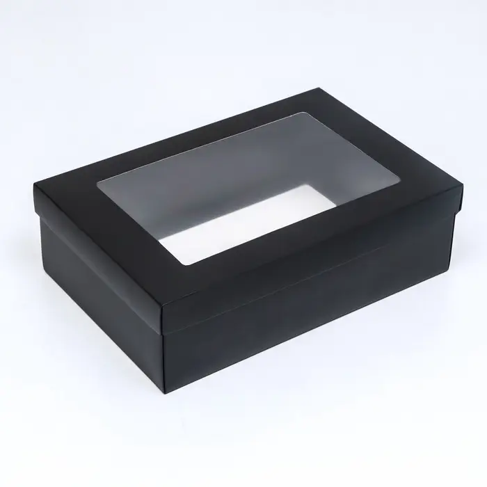 Коробка подарочная складная, упаковка, &laquo;Чёрная&raquo;, с окном 30&times;20&times;9 см