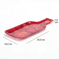 Блюдо сервировочное новогоднее Доляна &laquo;Ёлочные украшения&raquo;, 25.5&times;10.2&times;1.5 см, в форме бутылки, стекло, красное