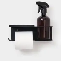 Держатель для туалетной бумаги с полочкой с отверстием для освежителя, цвет черный Держатель для туалетной бумаги с полочкой с отверстием для освежителя, цвет черный