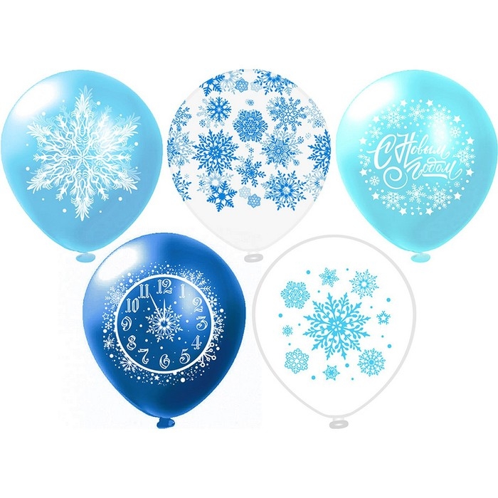 Шар латексный 12 Шар латексный 12" «Праздник НГ!» шёлк, 2 ст,+ 5 ст., 5 диз., набор 25 шт.