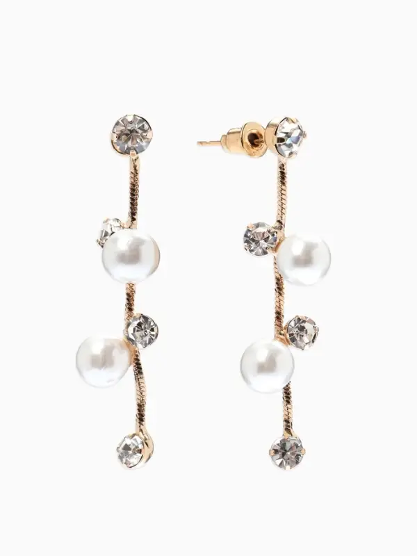 Набор 2 предмета: серьги, колье &laquo;Изумление&raquo;, ветвь, белый в золоте, 42 см