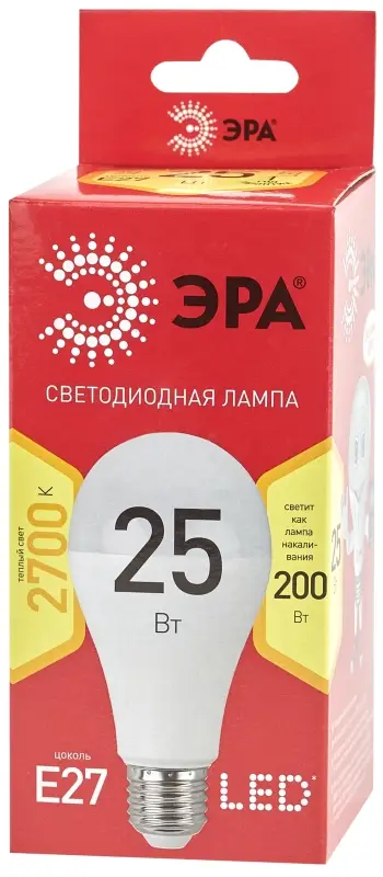 Лампа светодиодная LED 25 Вт 2000Лм 2700К груша теплый E27 220-240В LED A65-25W-827-E27 Red Line