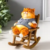 Сувенир полистоун лак "Пухлый кот в жилете, на кресле-качалке" 12х7,7х13,5 см