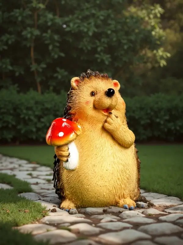 Садовая фигура из полистоуна &laquo;Ежик с мухомором&raquo;, 11&times;8&times;9 см