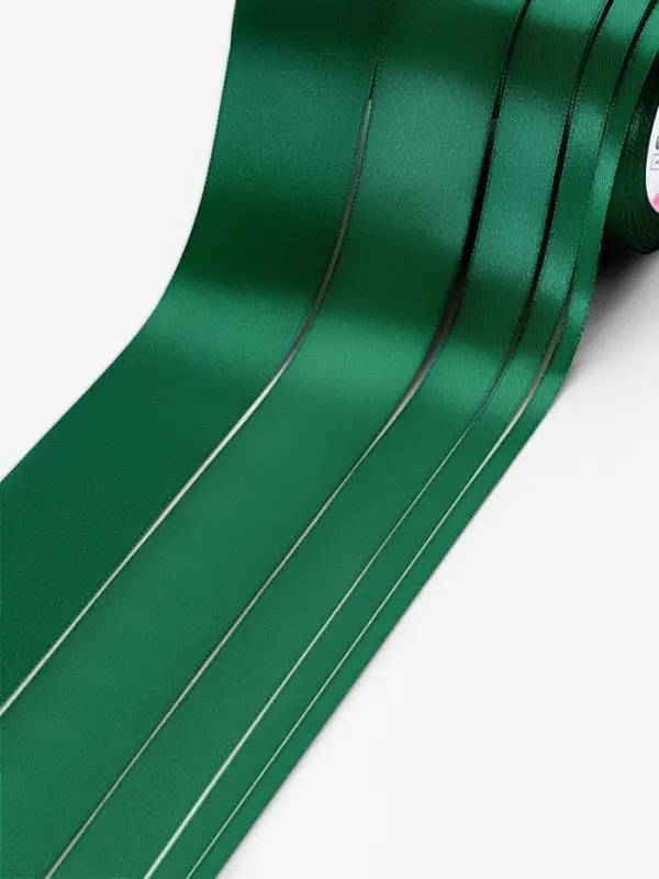 Атласная лента, набор 5 шт., 6/10/20/40/50 мм, 23&plusmn;1 м, изумрудная №128