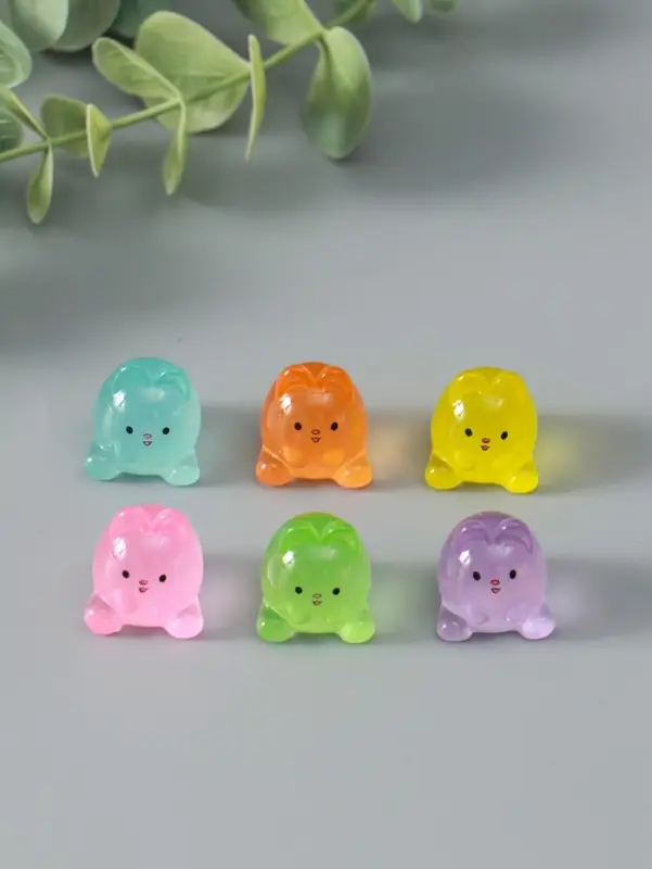 Сувенир эпоксидная смола флюоресцентный Сувенир эпоксидная смола флюоресцентный "Зайчики" набор 6 шт 1,7х1,8х2 см