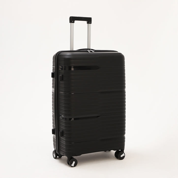 Чемодан большой 100 л (L), отдел на молнии, кодовый замок, 4 колеса, цвет чёрный Чемодан большой 100 л (L), отдел на молнии, кодовый замок, 4 колеса, цвет чёрный