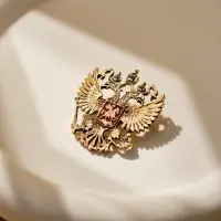 Брошь &laquo;Герб Российской Федерации&raquo;, красная в золоте