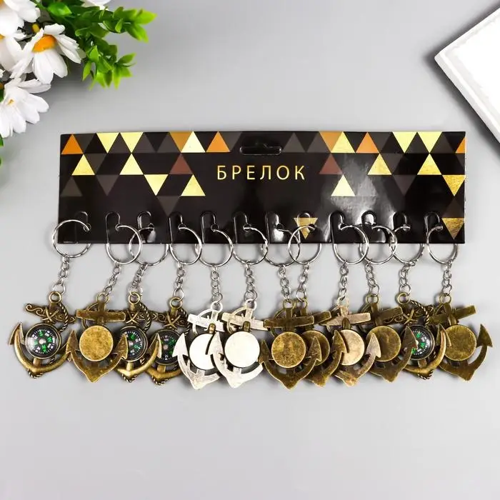 Брелок металл Брелок металл "Якорь с компасом" 5,8х4х0,8 см