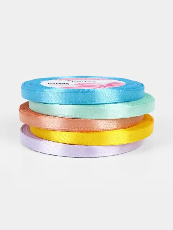 Атласная лента, набор 5 шт., 6 мм, 23&plusmn;1 м