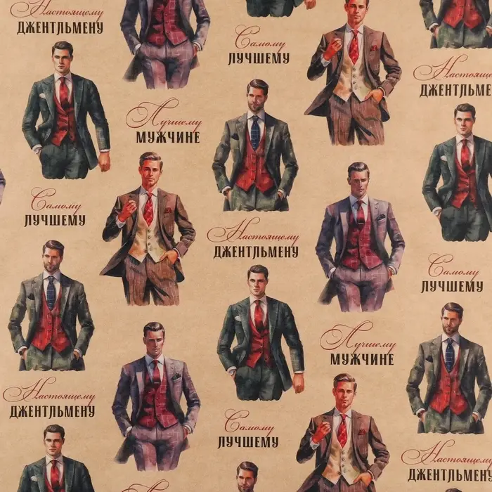 Бумага упаковочная крафтовая &laquo;Джентельмены&raquo;, 50 х 70 см
