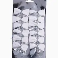 Ёлочные игрушки 12 шт. &laquo;Зимнее волшебство. Бант&raquo; пластик, 5.5&times;5 см, серебристо-белый