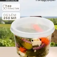 Контейнер пищевой ПластоС, 250 мл, с герметичной крышкой, пластик, прозрачный