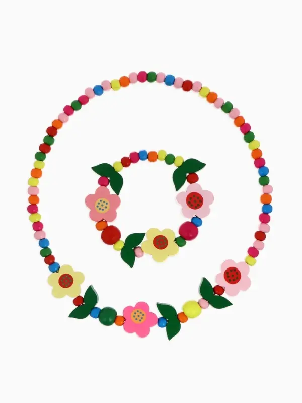 Набор детских украшений Выбражулька &laquo;Цветочное настроение&raquo;, 2 предмета: бусы, браслет d=6 см МИКС