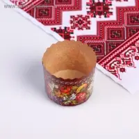 Форма бумажная для кулича «Жостово», 7×6 см, МИКС