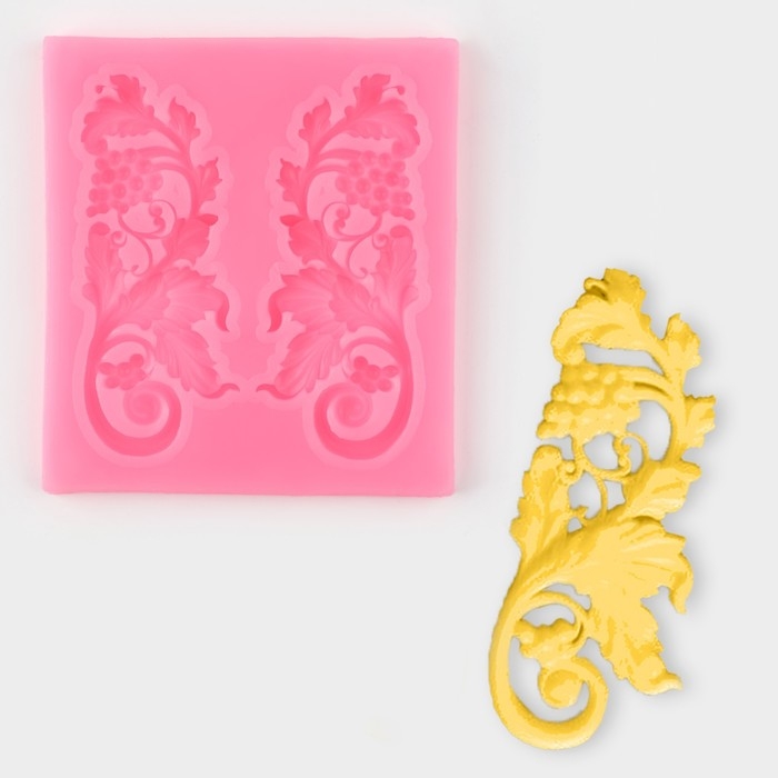 Молд «Листья винограда», силикон, 7,7×7 см, цвет розовый Молд «Листья винограда», силикон, 7,7×7 см, цвет розовый