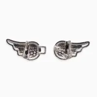 Зажим для кардигана "Ажур", крылья, цвет белый в серебре