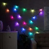 Умная гирлянда &laquo;Нить&raquo; 6 м с насадками &laquo;Лампочки с шишками&raquo;, IP20, тёмная нить, 20 LED, свечение RGB, USB