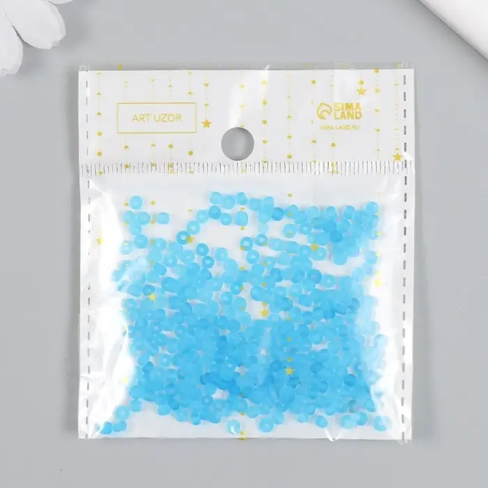 Бисер стекло 8/0  Бисер стекло 8/0 "Матовый полупрозрачный. Серо-синий" 10 гр