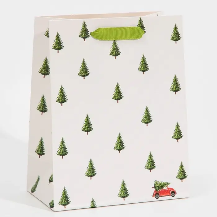 Пакет подарочный новогодний ламинированный «Ёлочки», MS 18 х 23 х 10 см