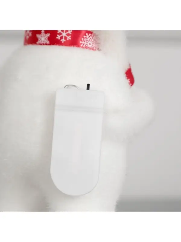 Светодиодная фигура &laquo;Медведь с посохом&raquo; 9&times;15&times;6 см, флок, от батареек CR2032&times;2, свечение тёплое белое