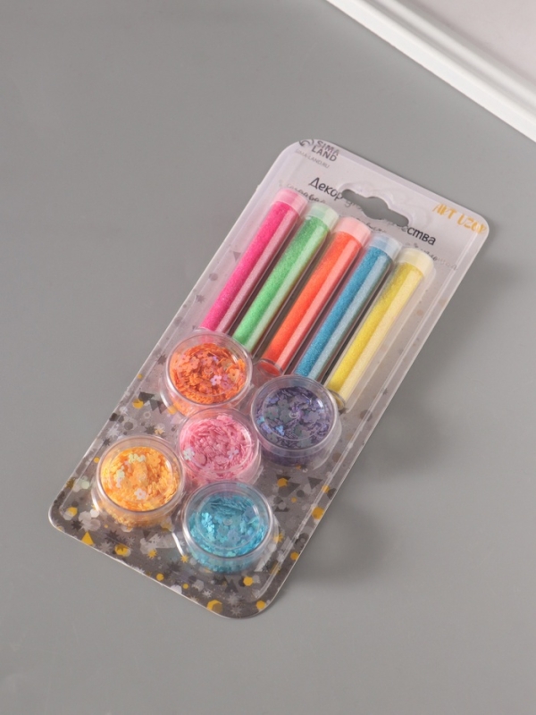 Глиттер Глиттер "Пудра и цветочки" неон набор 5х6 гр и 5х5 гр 21,4х9,3 см