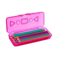 Карандаши Calligrata, цветные, 24 цвета, эконом, шестигранные, пластиковые, пенал-футляр и 3 чернографитных карандаша с ластиком в ПОДАРОК, МИКС