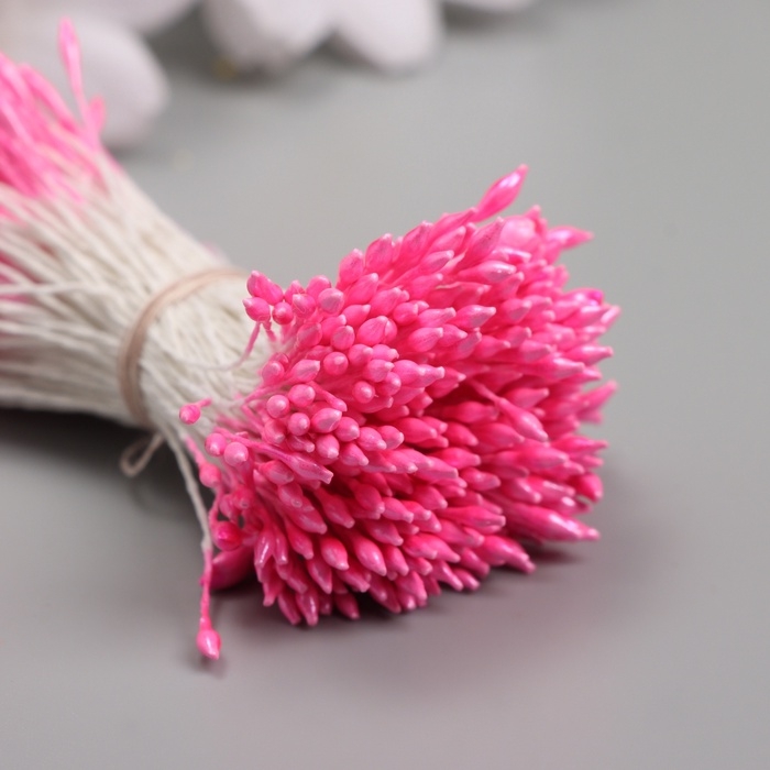 Тычинки для искусственных цветов глянец "Рисинки" ярко-розовый набор 360 шт длина 6 см