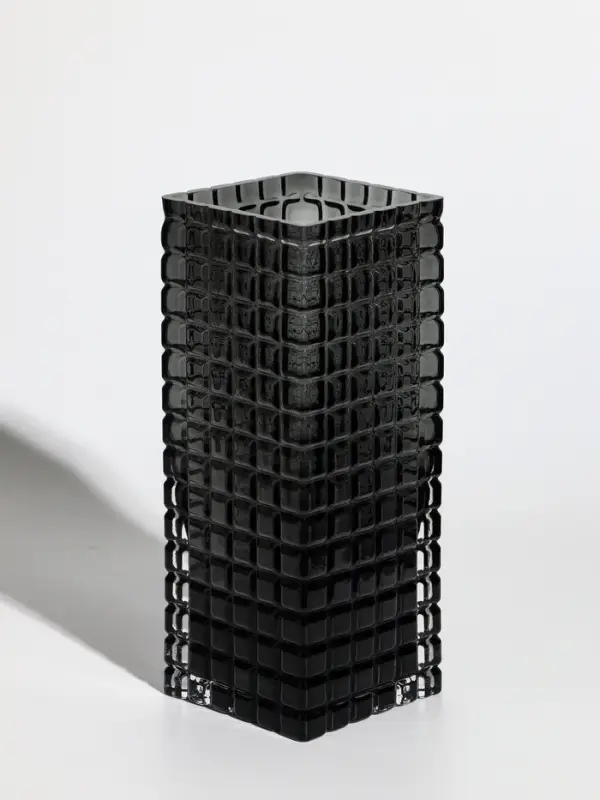 Ваза стекло настольная  Ваза стекло настольная "Валери" кубики, 24,5х10 см, серый