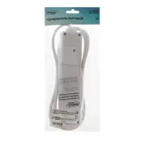 Удлинитель Luazon Lighting, 4 розетки, 1.8 м, 10 А, 2200 Вт, 3&times;0.75 мм2, с заземлением, с выключателем, белый