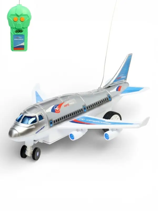 Самолет на радиоуправлении &laquo;Лайнер&raquo;, световые эффекты, работает от батареек, цвет серый