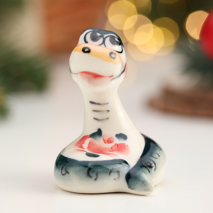 Новый год. Сувенир символ года  Новый год. Сувенир символ года "Змей Вася", гжель, цвет, 5,5 см