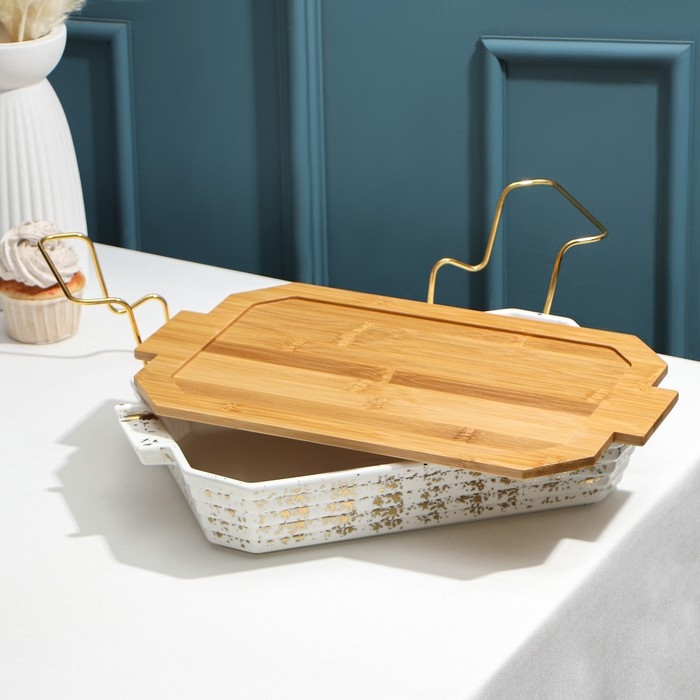 Мармит из жаропрочной керамики прямоугольный, 2 л, 41×22,5×13 см, цвет белый Мармит из жаропрочной керамики прямоугольный, 2 л, 41×22,5×13 см, цвет белый