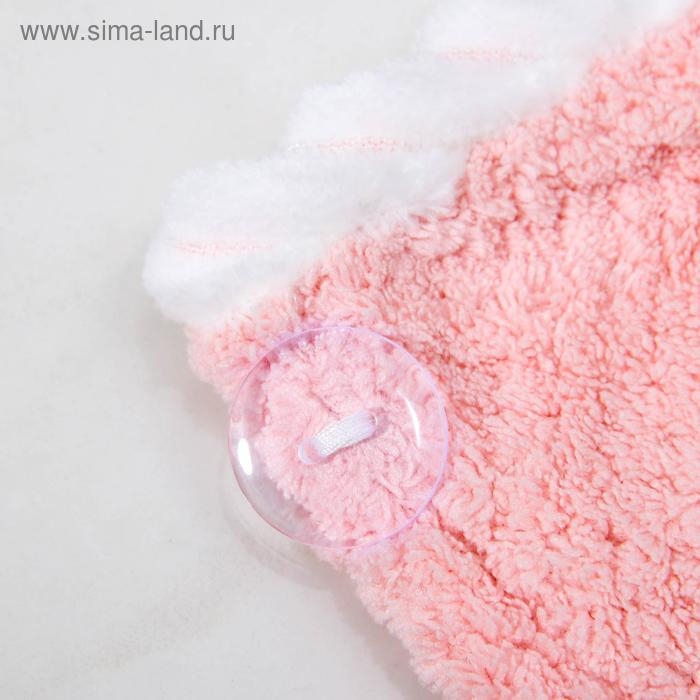 Чалма для сушки волос Доляна, микрофибра, с пуговкой, цвет розовый