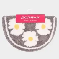 Коврик Доляна Daisies, 40&times;60 см, микрофибра, серый