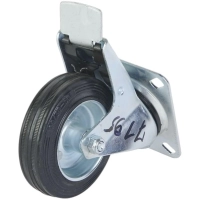 Колесо для тележки поворот усиленное резина SRCB 42 100мм с тормоз 1027195